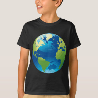 T-shirt Carte du monde Planète Terre Bleu Vert Vert