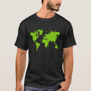 T-shirt Carte du monde - Vert martien