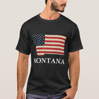T-shirt Carte du Montana Etat américain Drapeau 4 juillet 