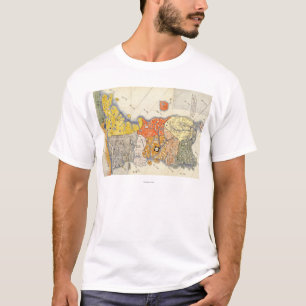 T-shirt Carte du nord et de sud de KoreaPanoramic