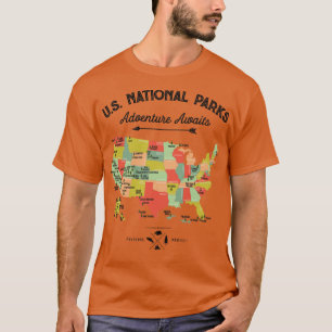 T-shirt Carte du parc national Vintage Les 59 Parcs nation
