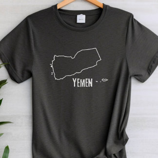 T-shirt Carte du pays Yémen Forme de la ligne frontière du