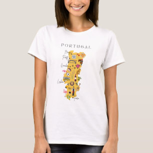 T-shirt Carte du Portugal avec les principales villes et d