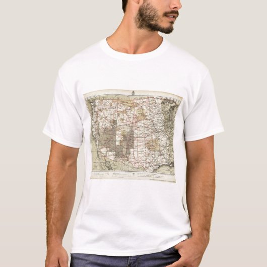 T-shirt Carte du progrès 1878 des enquêtes géographiques (Devant)