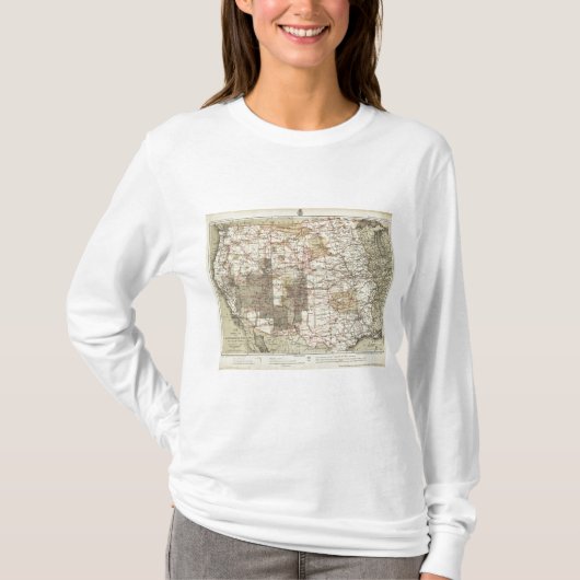 T-shirt Carte du progrès 1878 des enquêtes géographiques (Devant)