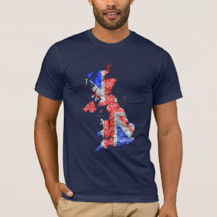 T-Shirt carte du Royaume-Uni aux couleurs du drape