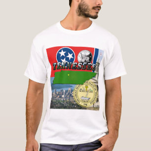 T-shirt Carte du Tennessee, Drapeau, sceau d'état et photo