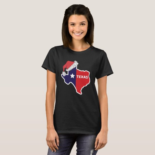 T-shirt Carte du Texas avec Noël Noël Noël Noël Hommes Fem (Devant entier)