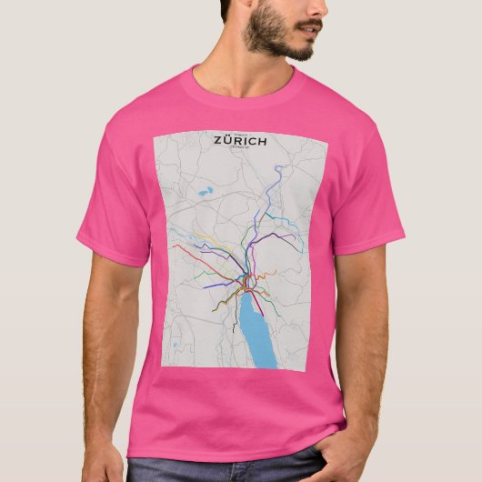 T-shirt Carte du transport en commun de Zurich (Devant)