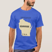 T-shirt - Carte du Wisconsin avec la ville (Devant)