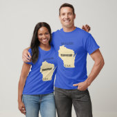 T-shirt - Carte du Wisconsin avec la ville (Unisexe)