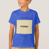 T-shirt - Carte du Wyoming avec la ville (Devant)