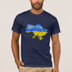 T-Shirt Carte d'Ukraine aux couleurs du drapeau