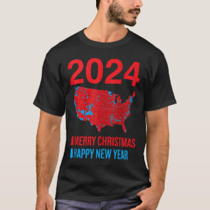 T-shirt Carte électorale 2024 exacte Joyeux Noël Joyeux N