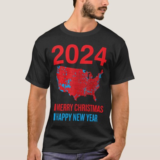 T-shirt Carte électorale 2024 exacte Joyeux Noël Joyeux N (Devant)