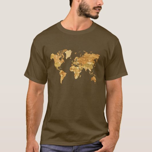 T-shirt Carte en bois du monde (Devant)
