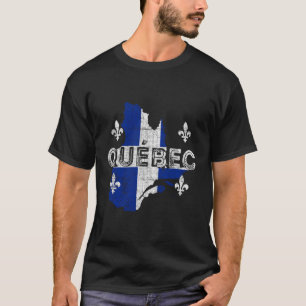 T-shirt Carte Et Drapeau Québécois Distorsion Québec
