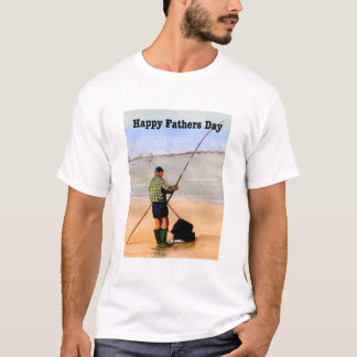 T-shirt Carte fête des pères Pêche en mer sur la plage