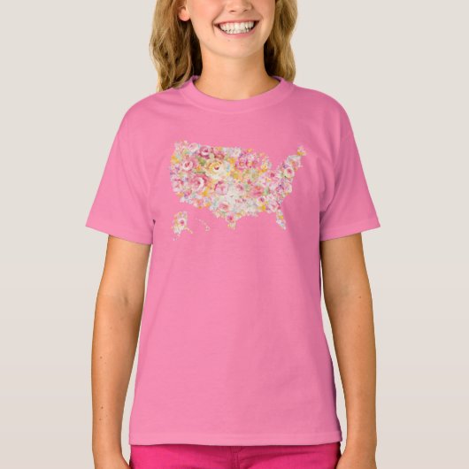T-shirt Carte Florale Des Etats-Unis (Devant)