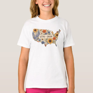 T-shirt Carte florale du 250e anniversaire des États-Unis