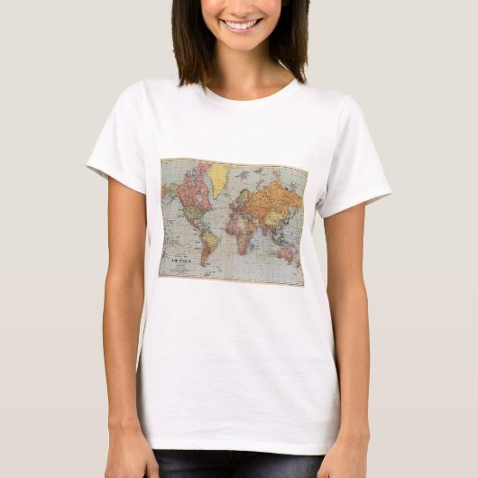 T-shirt Carte générale vintage du monde (Devant)