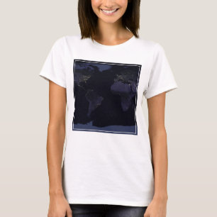 T-shirt Carte globale La ville de la Terre s'illumine la n