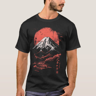 T-shirt Carte graphique du mont Fuji Vintage japonais