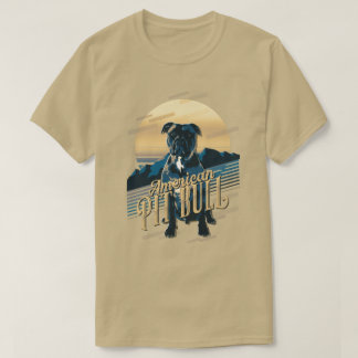 T-shirt Carte graphique rétro American Pit Bull Blue ID754