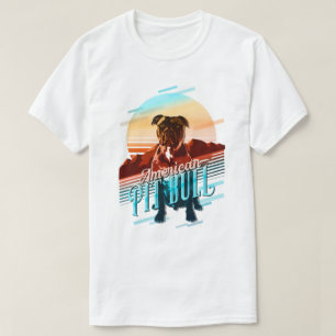 T-shirt Carte graphique rétro American Pit Bull Multi-Colo