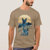 T-shirt Carte graphique rétro German Shepherd Blue ID754 (Devant)