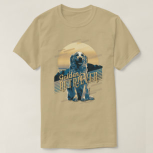 T-shirt Carte graphique rétrospective Golden Retriever Blu