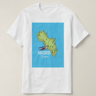 T-shirt Carte grecque Andros affiche illustrée