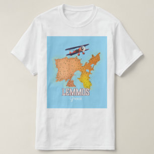 T-shirt Carte grecque Lemmos Affiche de voyage illustrée