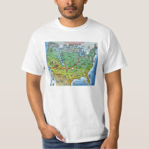 T-shirt Carte historique de bande dessinée de l'itinérai