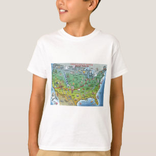 T-shirt Carte historique de bande dessinée de l'itinérai