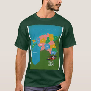 T-shirt Carte illustrée de l'Estonie