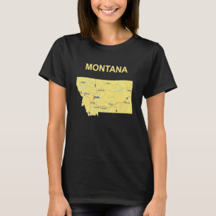 T-shirt Carte illustrée de l'État du Montana, principales