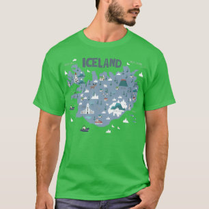 T-shirt Carte illustrée de l'ISLANDE