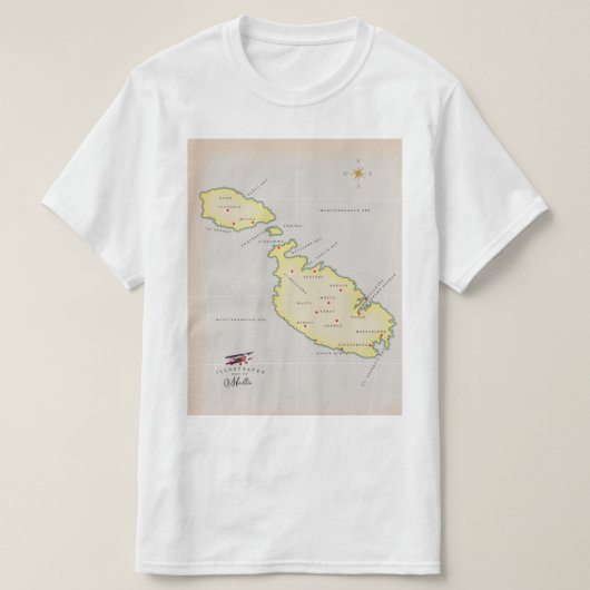 T-shirt Carte illustrée de Malte (Design devant)