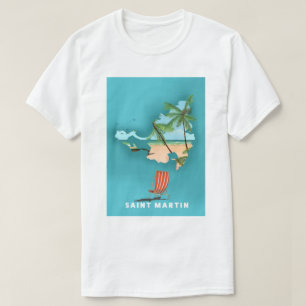 T-shirt Carte illustrée de Saint-Martin.