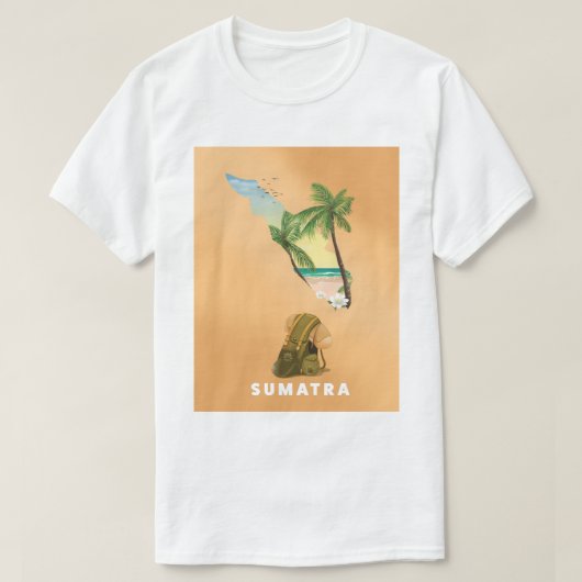 T-shirt carte illustrée de Sumatra affiche de voyage (Design devant)