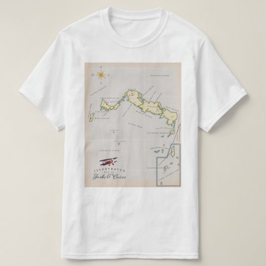 T-shirt Carte illustrée de Turks and Caicos (Design devant)