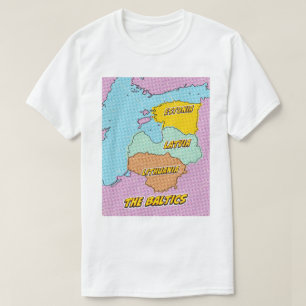 T-shirt Carte illustrée des États baltes dans le style Pop