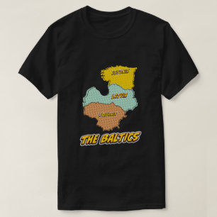 T-shirt Carte illustrée des États baltes dans le style Pop