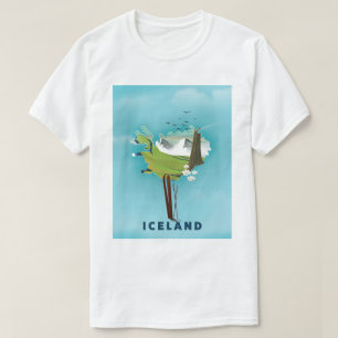 T-shirt Carte Islande Illustration affiche de voyage.