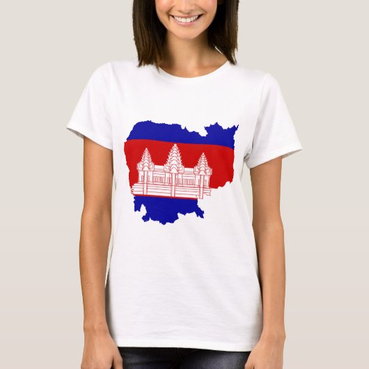 T-shirt Carte KH de drapeau du Cambodge (Devant)
