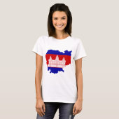 T-shirt Carte KH de drapeau du Cambodge (Devant entier)