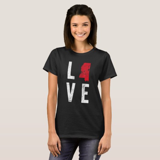 T-shirt Carte Love Mississippi Amérique Indépendance améri (Devant entier)