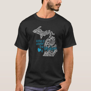 T-shirt Carte mandala de l'État du Michigan Mi États-Unis