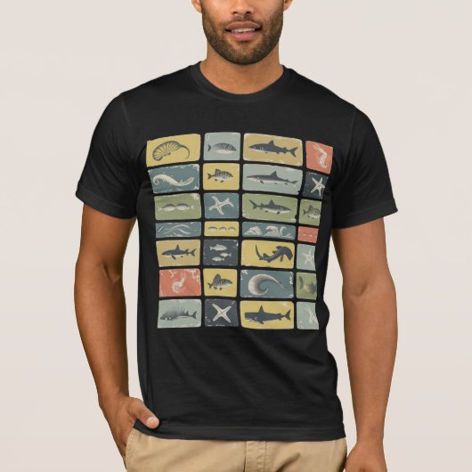 T-SHIRT CARTE MARINE DE DIVERSES CRÉATURES (Devant)